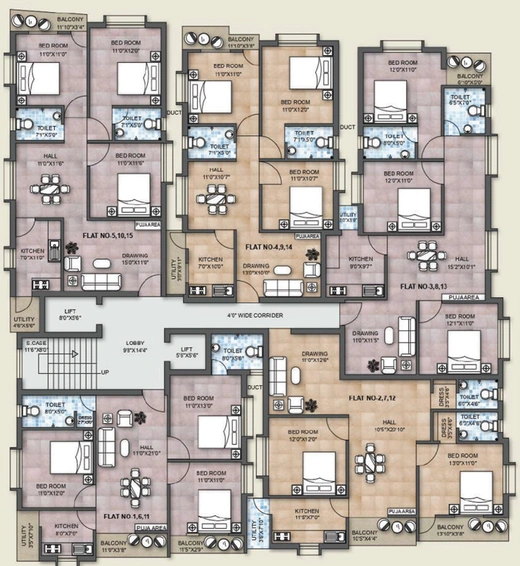 Floor Plan of Blueark Blue Ridge in Trisulia, Bhubaneswar - Image 260946
